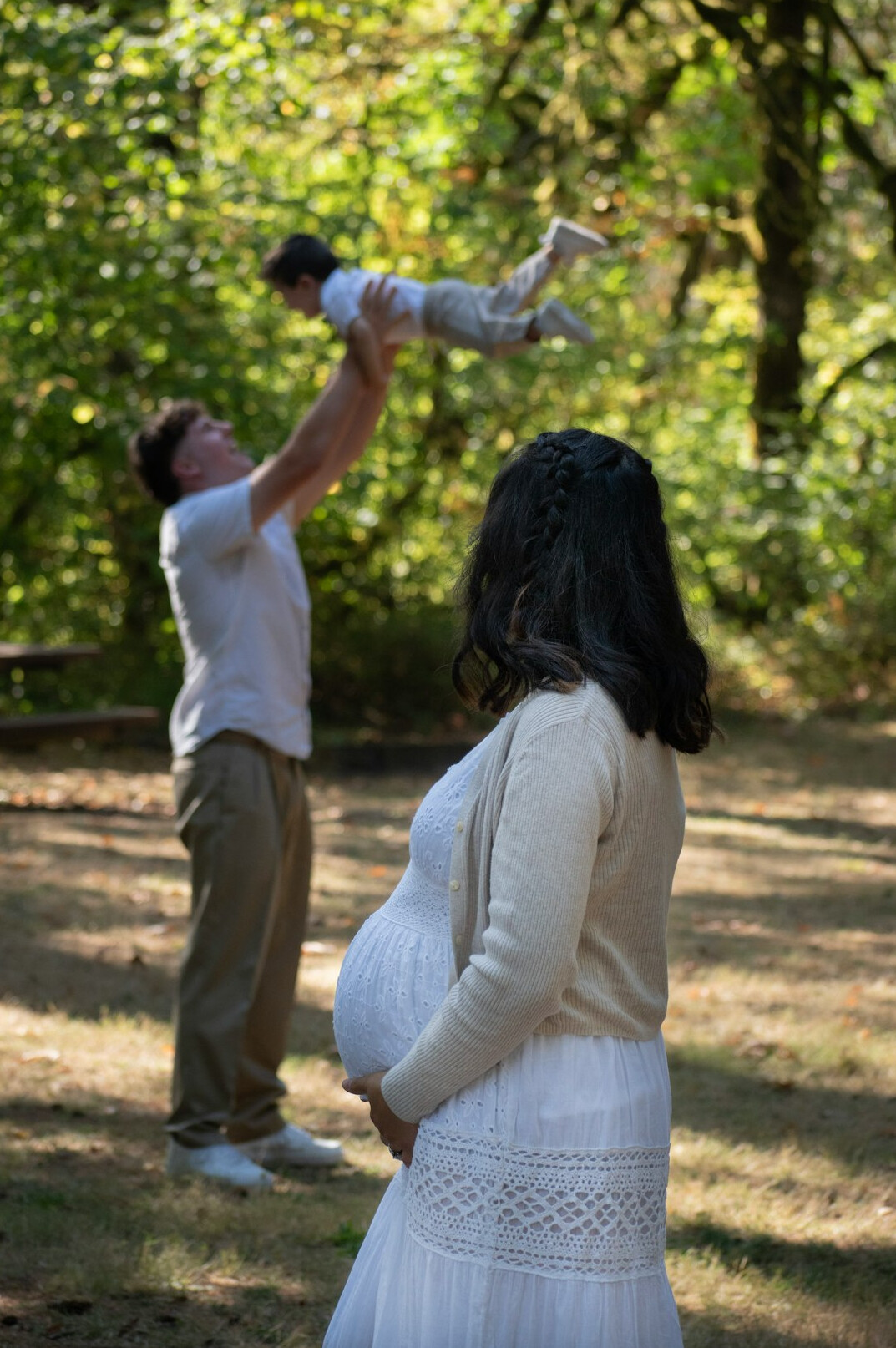family playing outdoors