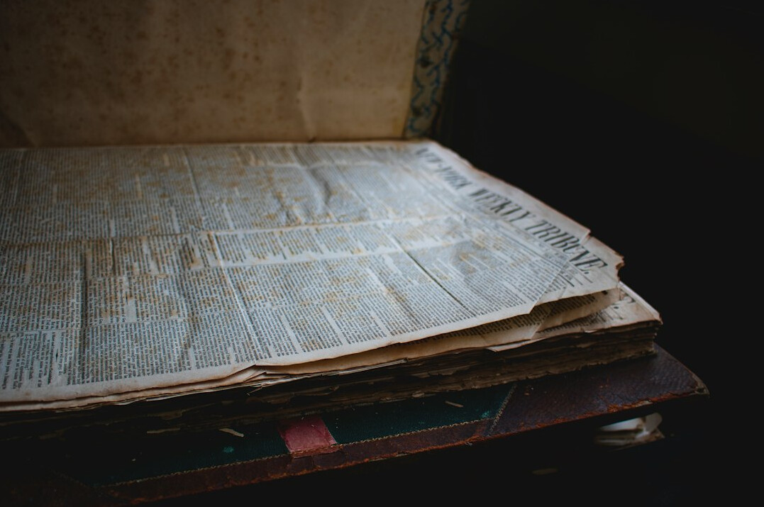 old documents on table