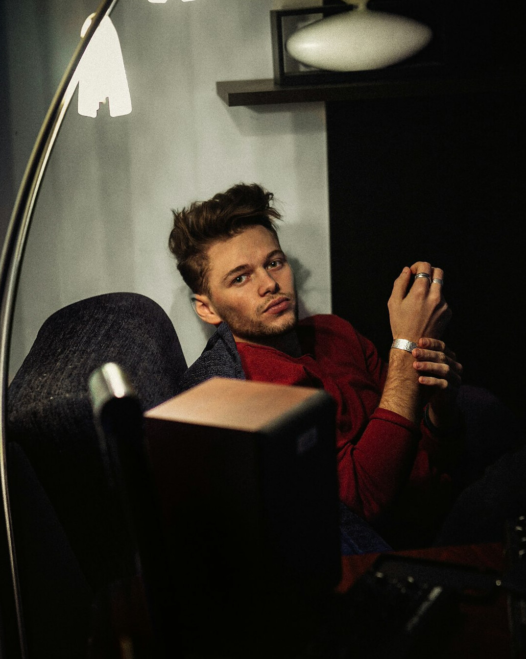 Portrait of a stylish Latin American male television presenter